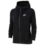 NIKE Women's Nsw Essntl Hoodie Fz Flc Sweatshirt, Black/(White), XS UK