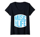 Womens Music Is My Life Sounds Listening Melody Beats Vibes Lover V-Neck T-Shirt