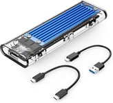 Boîtier Ssd M.2 Nvme Et M.2 Sata ,Usb3.1 Gen2 Type C 10Gbps Transparent Adaptateurs Et Boîtiers Pour Disque Dur Pour M-Key/B-Key/B+M Key 2230/ 2242/2260/2280 Ssd,Jusqu'À 2 To,Sans Outil-Bleu