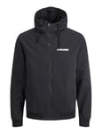 JACK & JONES PLUS Men's Jjerush Hood Bomber Noos Pls Jacket, Black/Detail: Solid, XXXXL