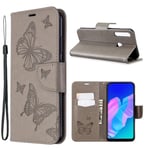 Huawei Butterfly P40 Lite E kotelot - Harmaa Hopea/Harmaa