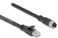 Delock M12 Kabel X-Kodet 8 Pins Hunn Til Rj45 Hann Cat.5E S/Ftp Fleksibel 3 M Svart