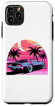 iPhone 11 Pro Max Purple Sports Car In Front of Palm Tree Silhouettes Case