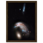 Hubble Space Telescope Image Colliding Galaxy Pair ARP 142 Spiral NGC 2936 Interacting With Elliptical NGC 2937 Art Print Framed Poster Wall Decor