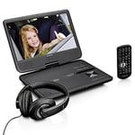 Lenco DVP-1010BK - Lecteur de DVD portable 10 pouces avec casque et fixation à l'appui-tête - batterie intégrée - entrée USB - lecteur de carte SD - noir