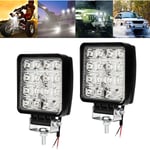 2PCS 48W Phare de Travail Carre a Leds dc 12V 24V Quad Camion Bateau Tracteur Offroad Imperméable - Swanew