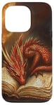 iPhone 13 Pro Aesthetic Gothic Red Dragon Reading Book Painting Bookish Case