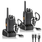 JUCJET Walkie Talkies, 88E Upgraded PMR446 Walkie Talkie, Two-Way Radio Rechargeable Walkie Ttalkie, With Original Earpieces, Reliable Long Range 2-Way Radios, Professional & Easy To Use (2 Pack)