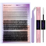 Cluster Lashes Kit Upper and Lower Eyelash Clusters 40D+50D 0.07mm Individual Lashes Mixed DIY Lash Extensions Kit with Lash Bond and Seal(40D+50D)