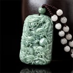 Vintage Natural Grade A Jade Chinese Zodiac Dragon Pendant Good Fortune Necklace