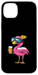 Coque pour iPhone 14 Plus Flamant rose amusant avec bière | BD Apres Ski