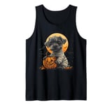 Mummy Miniature Schnauzer Pumpkin Scary Halloween Dog Lovers Tank Top