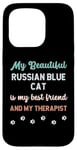 Coque pour iPhone 15 Pro Chat bleu russe, maman, papa, propriétaire, amant, thérapeute et ami