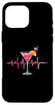 Coque pour iPhone 16 Pro Max Verre à cocktail Motif battements de cœur Martini