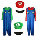 Vuxen Super Mario och Luigi Fancy Dress Rörmokare Bröder Halloween Kostym Grön Luigi Green Luigi S