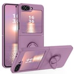 GUAGUA Coque Samsung Galaxy Z Flip 6 5G, Silicone Liquide avec Support - Anneau à 360° - avec Cordon,Housse Etui pour Samsung Z Flip 5 Antichoc avec Doublure Interieure Souple - Violet