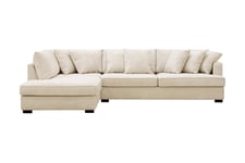 Rossi Dybde 3-seter L Fløyelssofa med Sjeselong Venstre - Lys Beige Sofa sjeselong Scandinavian Choice