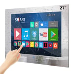 Haocrown 27-inch TouchScreen Bathroom TV Waterproof Smart Mirror TV with Full-HD 1080P Android 9.0 System Built-in Freeview Satellite Tuner Wi-Fi, Bluetooth, HDMI, USB(Mirror, Touchscreen)