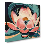 Lotus Flower Constructivism No.3 Canvas Wall Art Print Ready to Hang, Framed Picture for Living Room Bedroom Home Office Décor, 50x50 cm (20x20 Inch)