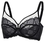 DOBREVA Femme Soutien Gorge Transparent avec Armature Minimiseur Dentelle Bralette Noir 85F