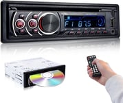 1 Din Autoradio avec Lecteur CD Bluetooth Mains-Libres Single Din Autoradio FM avec USB Micro SD AUX MP3 Player avec Télécommande, 4x50W