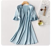 CIDCIJN Chemise De Nuit Pyjama Femme,Mode Été Silky Satin Femmes Nightgown Sleepwear Casual Night Dress Oversized Sleep Shirt Sexy Nightshirt Female Sexy Home Dress,Blue,M