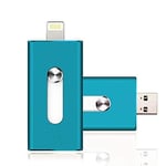 Cle USB iPhone / iPad 64 Go Modèle Agréé MFI (Disponible en 16 Go, 32 Go, 64 Go, 128 Go) Bleu