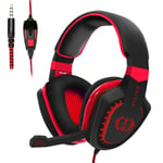 AH28 red Casque de jeu Bruit Isolant Overear Casque avec Micro. Contrôle Du Volume Bass Surround Jeu Vidéo pour PC PS4 PS5 XBOX ""Nipseyteko