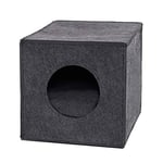 lionto Caverne pour Chats en Feutre Robuste adaptée aux systèmes de rayonnage, 33x37x33 cm, lit pour Chats Pliable en Forme de Cube, Niche avec Coussin Confortable, Gris foncé