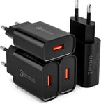 (4 Pack) Chargeur Rapide Pr Usb Secteur Pour Samsung Galaxy S21 20 S10 S9 S8 S7 A55 A53 A50 A40 A34 A20 A15 A13 A03 M34, Pour Iphone Xiaomi Huawei Oppo Oneplus, Adaptateur Quick Charge 3.0 1[X492]