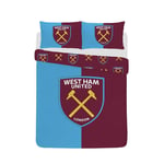 West Ham United Double Duvet Cover Set Claret & Sky Crest Football 2-in-1 Design