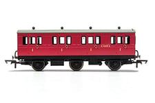 Hornby R40077 BR Crimson 1st Class 4 Door 6 wheel coach. Electric lights + step boards E41373, Red