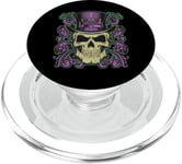 Mardi Gras Chapeau haut de forme tête de mort de la Nouvelle-Orléans Witch Doctor Priest PopSockets PopGrip pour MagSafe