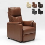 Fauteuil relax inclinable avec repose-pieds en similicuir Giulia Couleur: Marron