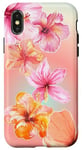 Coque pour iPhone X/XS Rose et bleu dégradé hibiscus floral mignon aura été