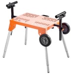 VEVOR Support pour Scie à Onglet avec Plateau et Roulettes, Piètement pour Scie Pliable en Acier, Capacité de Charge 149,7 kg, Hauteur et Longueur Réglables, Portable et Compact, pour Chantier