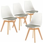 Eggree - Ensemble de 4 chaises au design Scandinave contemporain pour salle à manger - Blanc