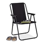 Relaxdays Chaise Pliante de Camping, léger, transportable, siège Pliable, Max. 100 kg, Polyester, Fer, Noir