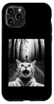 Coque pour iPhone 11 Pro T-shirt drôle chat selfie avec Bigfoot