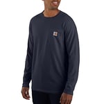 Carhartt Women's T-shirt Force Relaxed Fit Midweight Long Sleeve Pocket T Shirt, Navy, M UK