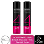 2x of 400 ml Tresemme Extra Hold Longlasting Finish Fast Drying Hairspray