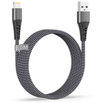 Câble iPhone 3M [Certifié MFi], Cable Chargeur iPhone 3M Long Nylon Câble Lightning USB Cordon iPhone Fil pour iPhone 14 13 12 11 Pro Max/XS/8/7/6/SE