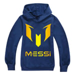 Messi Barn Pojkar Flickor Fotboll Långärmad Hoodie Kostym Toppar Marinblå Navy blue 130 cm