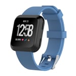 Fitbit Versa klockarmband TPE mjuk slitagetålig träningsklocka metallspänne - Ljusblå och storlek S