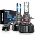 BEAMFLY Ampoule H7 LED Voiture 16000LM, Lampes Phares Auto, Kit de Conversion Halogène 12V, 6000K Blanche