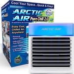 ARCTIC AIR PURE CHILL 2.0 - Climatiseur Portable - Rafraîchit et humidifie l'air de la pièce - Silencieux et Léger - Idéal chambre, bureau, salon... - Refroidissement hydraulique - 7 couleurs de LED