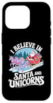 iPhone 16 Pro I believe in Santa and unicorns funny Santa xmas pajamas Case