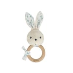 KALOO - K'doux - Hochet Bébé - Anneau en Bois FSC - Peluche Lapin avec Pouet - Aide au Développement - Stimule Les Sens - Motif Colombe - Dès La Naissance, K216001