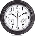 Lafocuse Black Grey Retro Wall Clock with Thermometer and Hygrometer, Kitchen 12