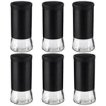 Set Of 6 1.5 Litre Black Stainless Steel Storage Jar Preserving Food Canister